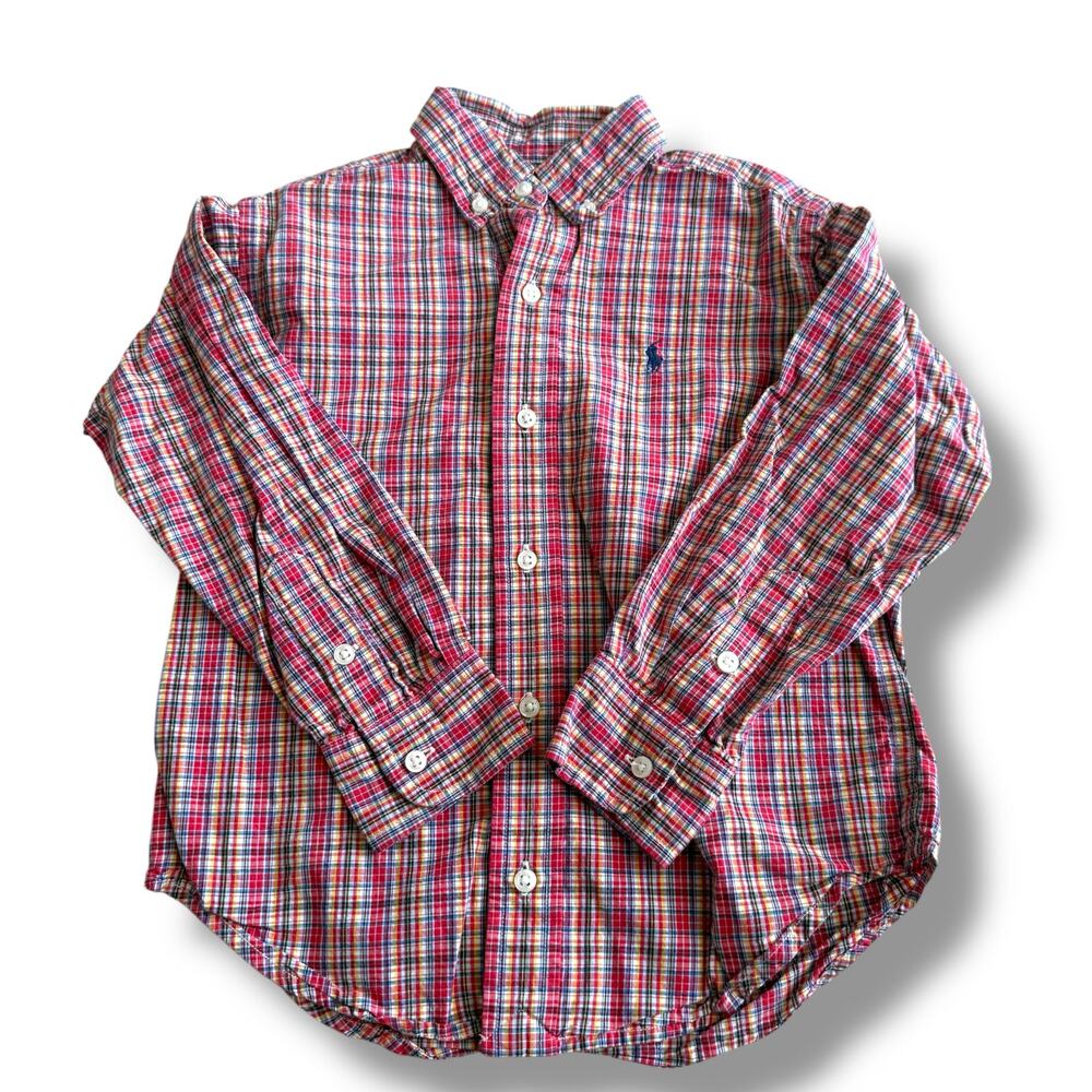 Ralph Lauren Boys Plaid‎ Dress Shirt Size 5 - Excellent
